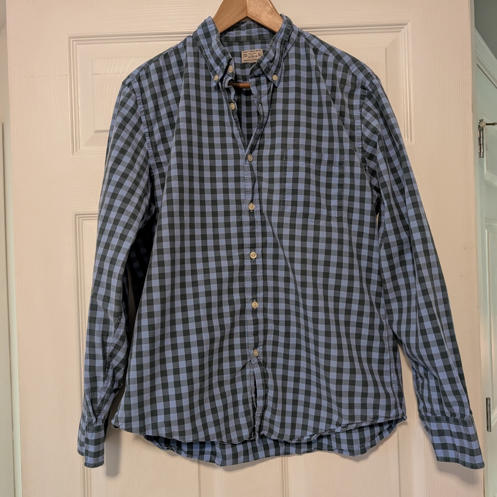 J. Crew Navy and Black Plaid Button Down Shirt